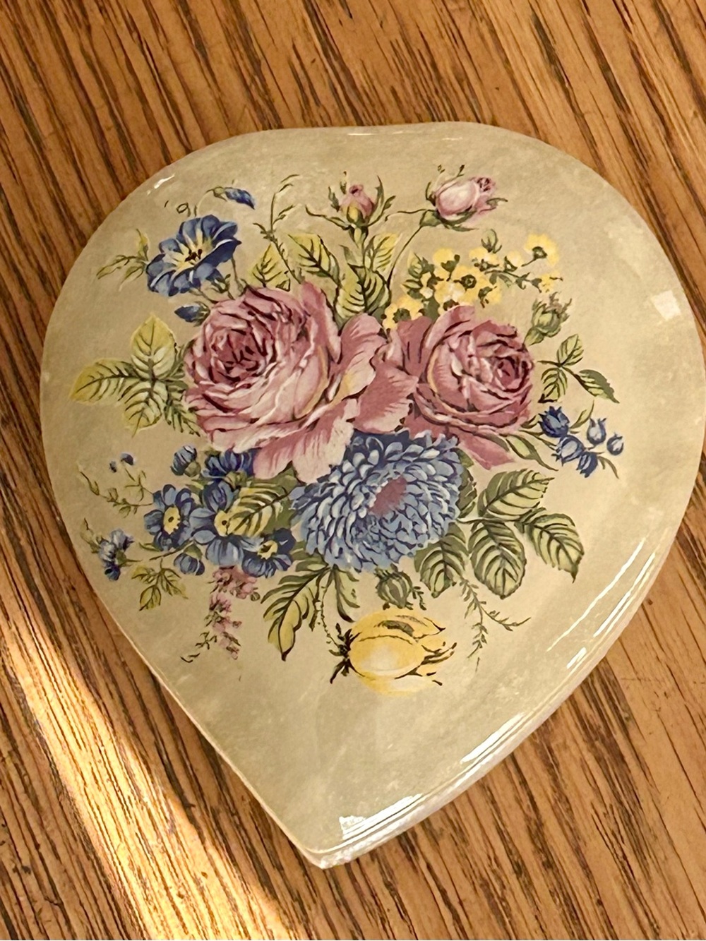 Vintage Italian Alabaster Heart Trinket Box Hinged Brass Floral Made in Italy